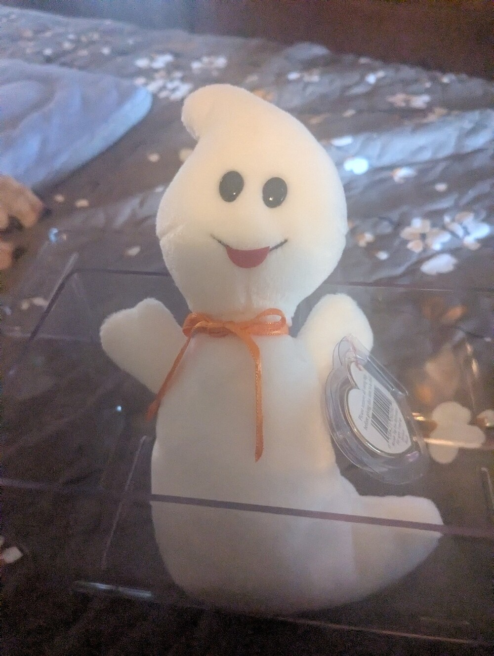 White Plush Spooky The Ghost By Ty Beanie Babies.